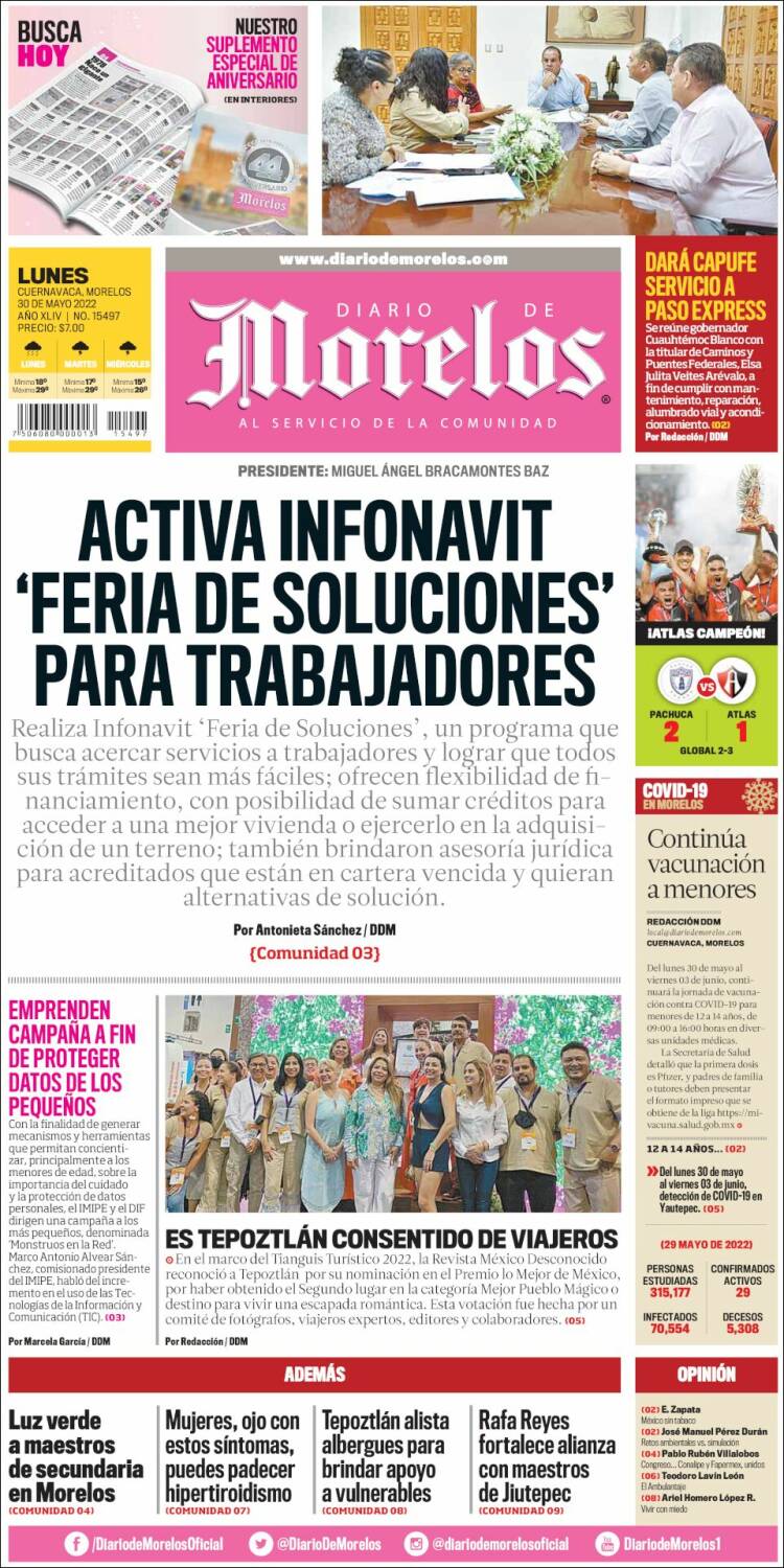 Portada de Diario de Morelos (México)