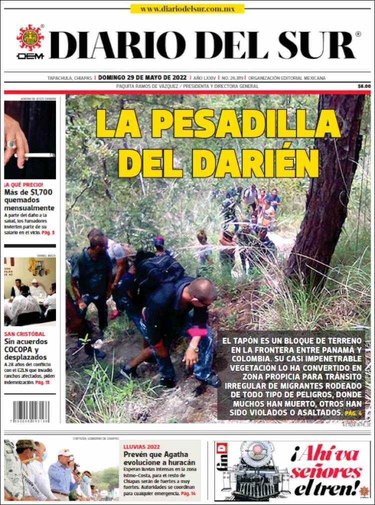 Portada de El Diario del Sur (México)