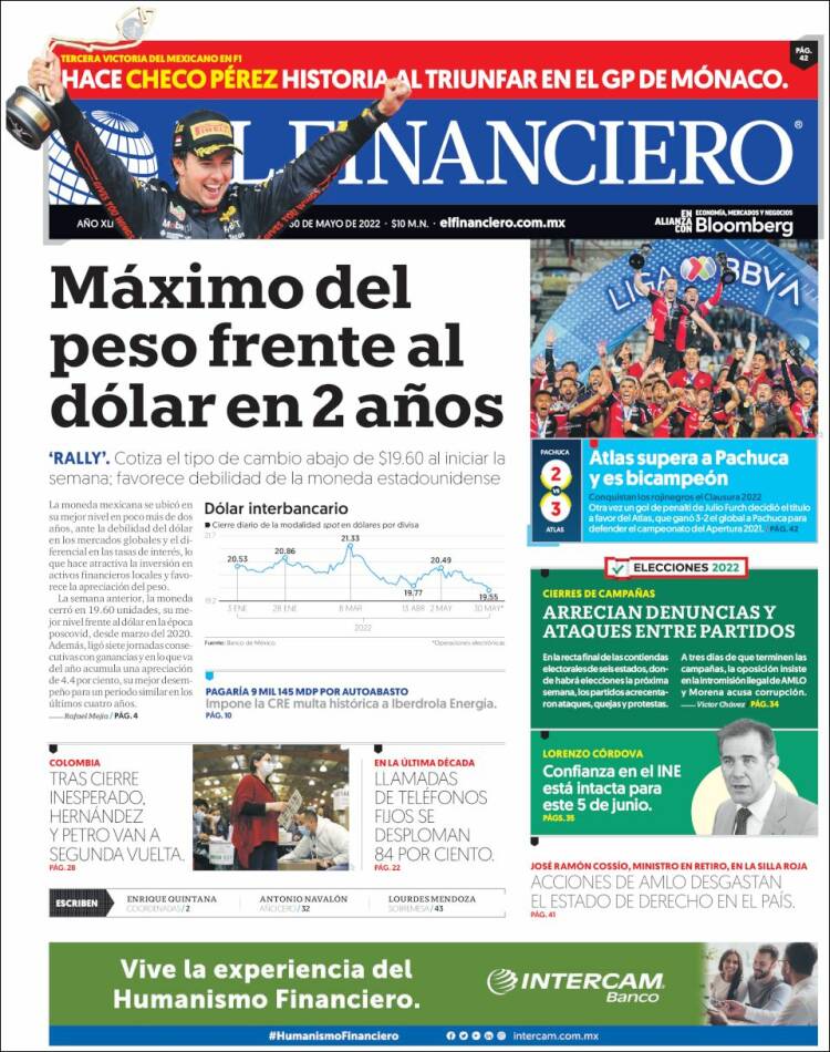 Portada de El Financiero (México)