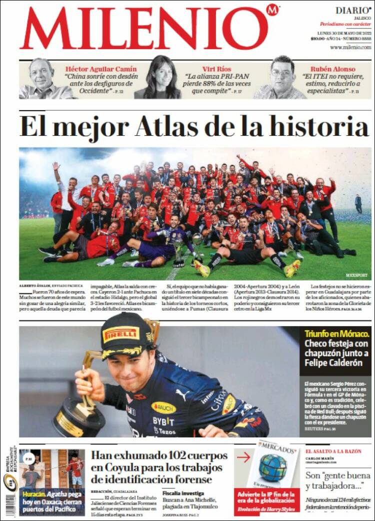 Portada de Milenio - Jalisco (México)
