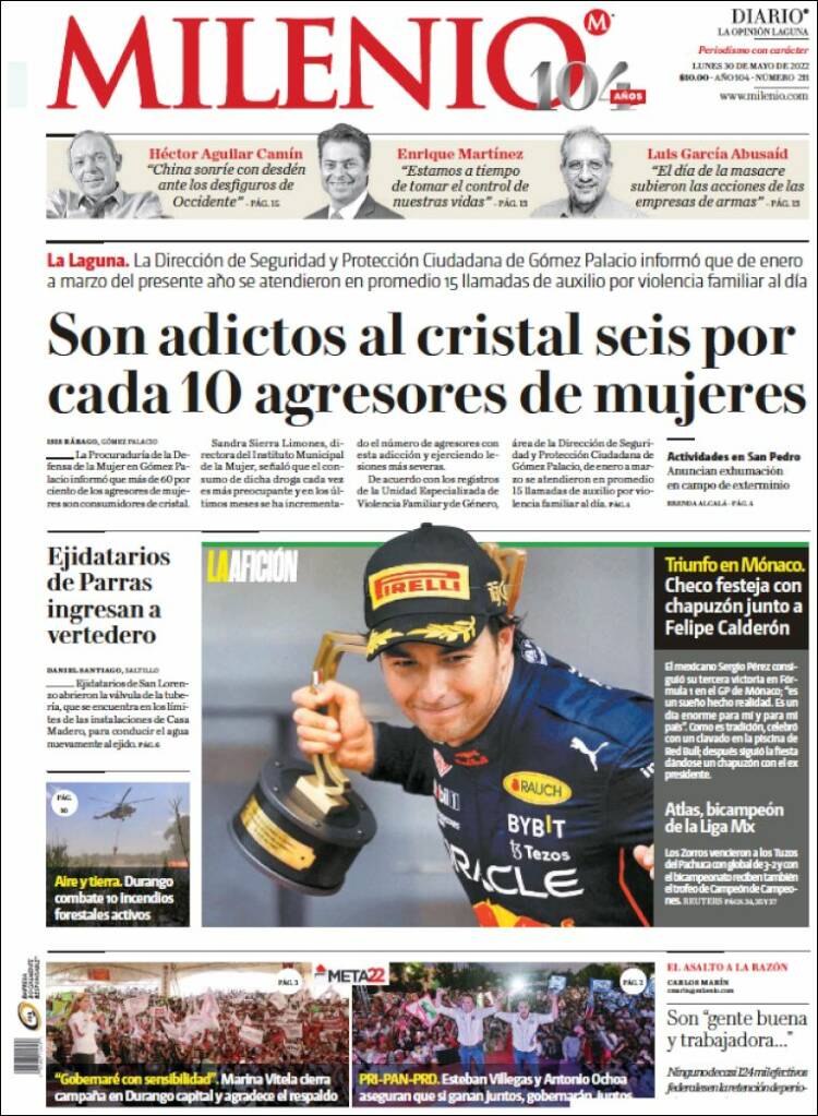 Portada de Milenio - Laguna (México)