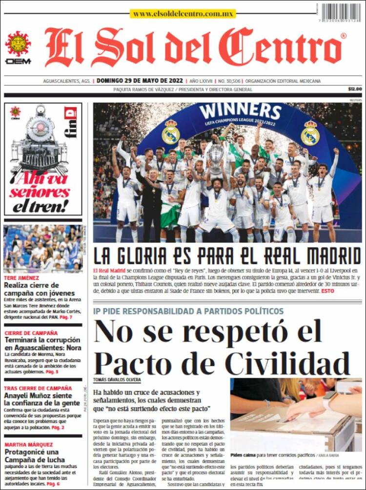 Portada de El Sol del Centro (México)