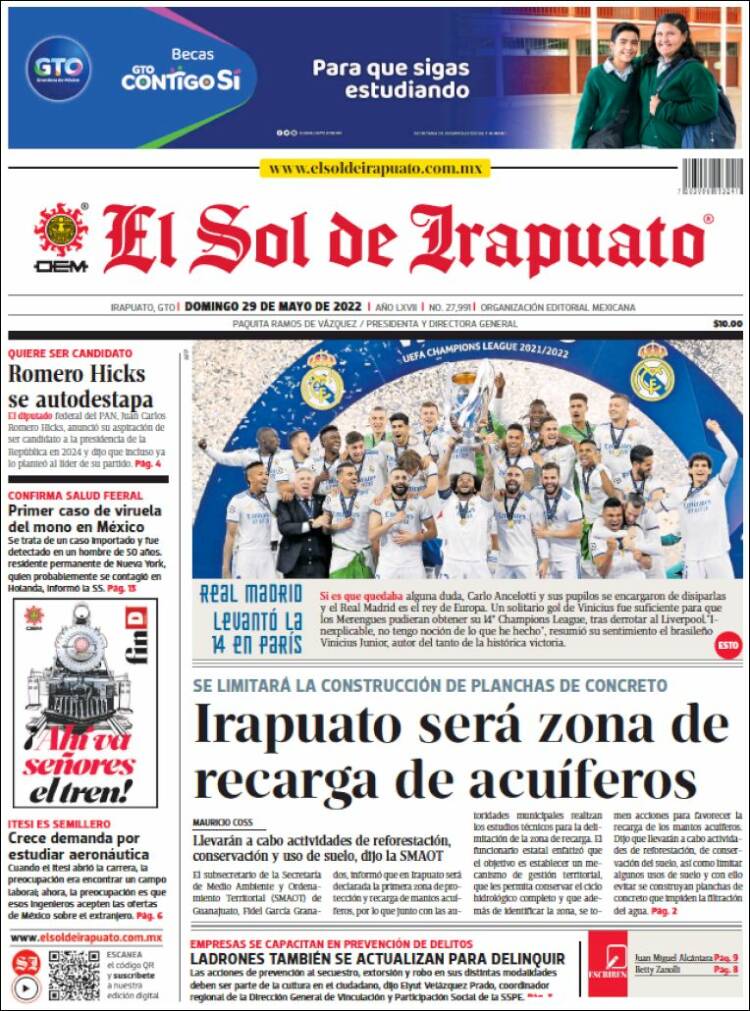 Portada de El Sol de Irapuato (México)