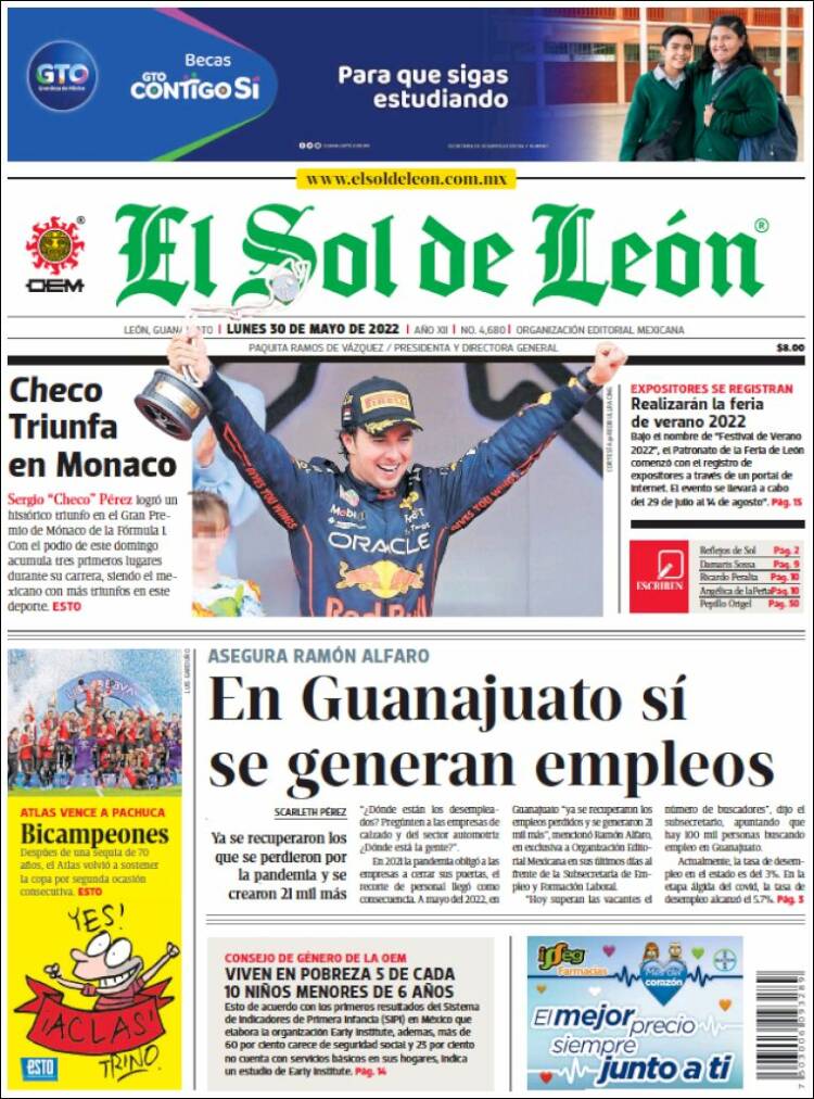 Portada de El Sol de León (México)