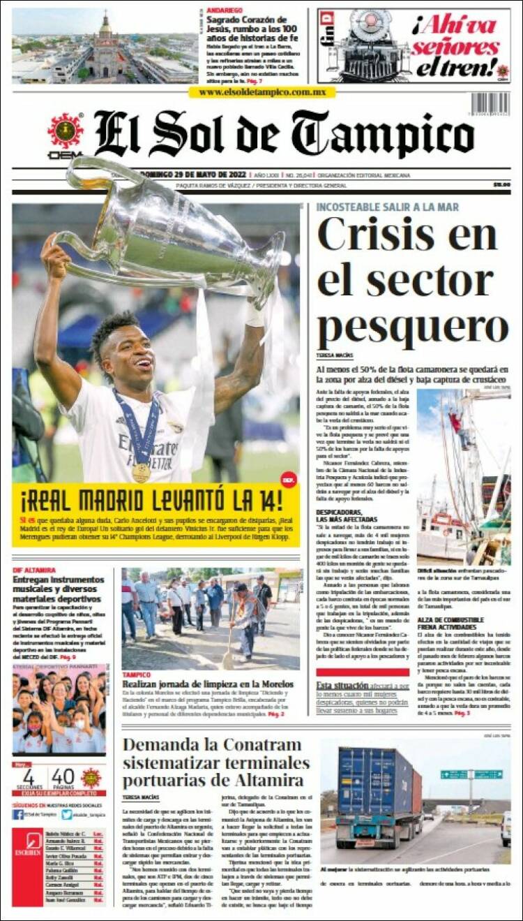 Portada de El Sol de Tampico (México)