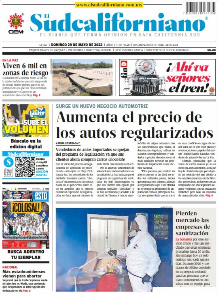 Portada de El Sudcaliforniano (México)