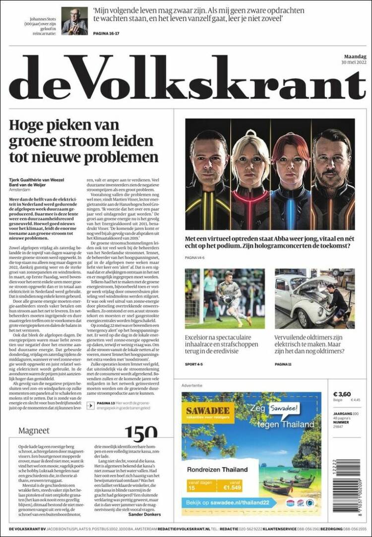 Portada de De Volkskrant (Países Bajos)