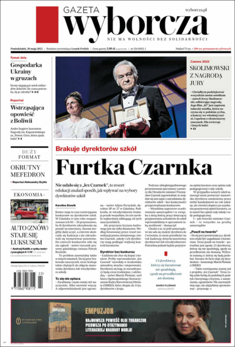 Portada de Gazeta Wyborcza (Polonia)