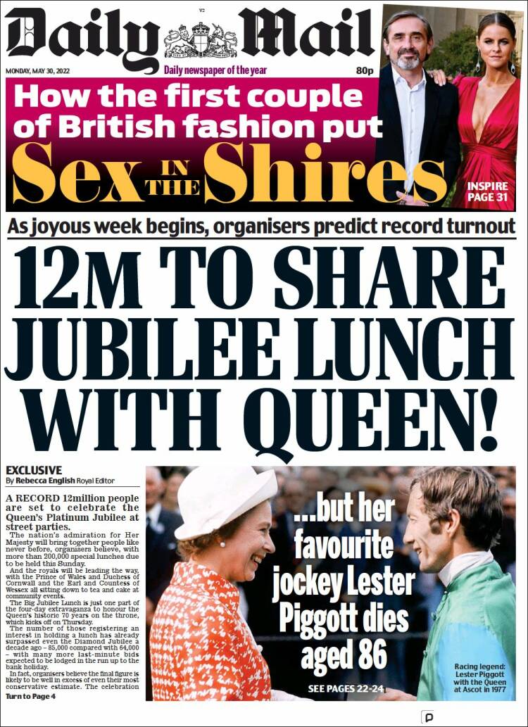 Portada de Daily Mail (Reino Unido)