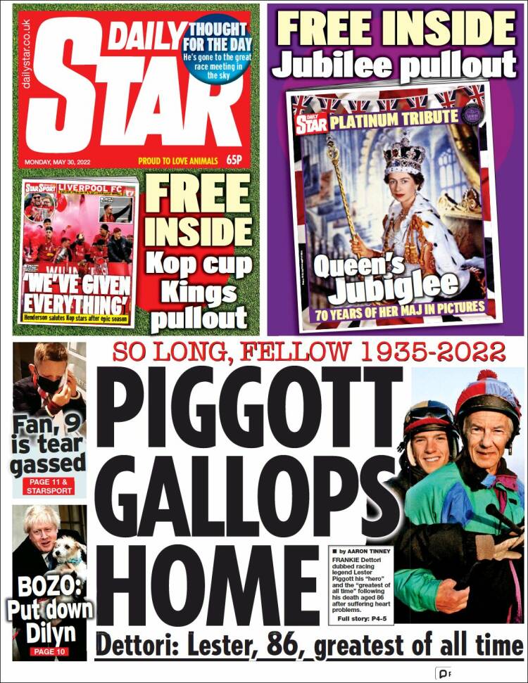 Portada de Daily Star (Reino Unido)