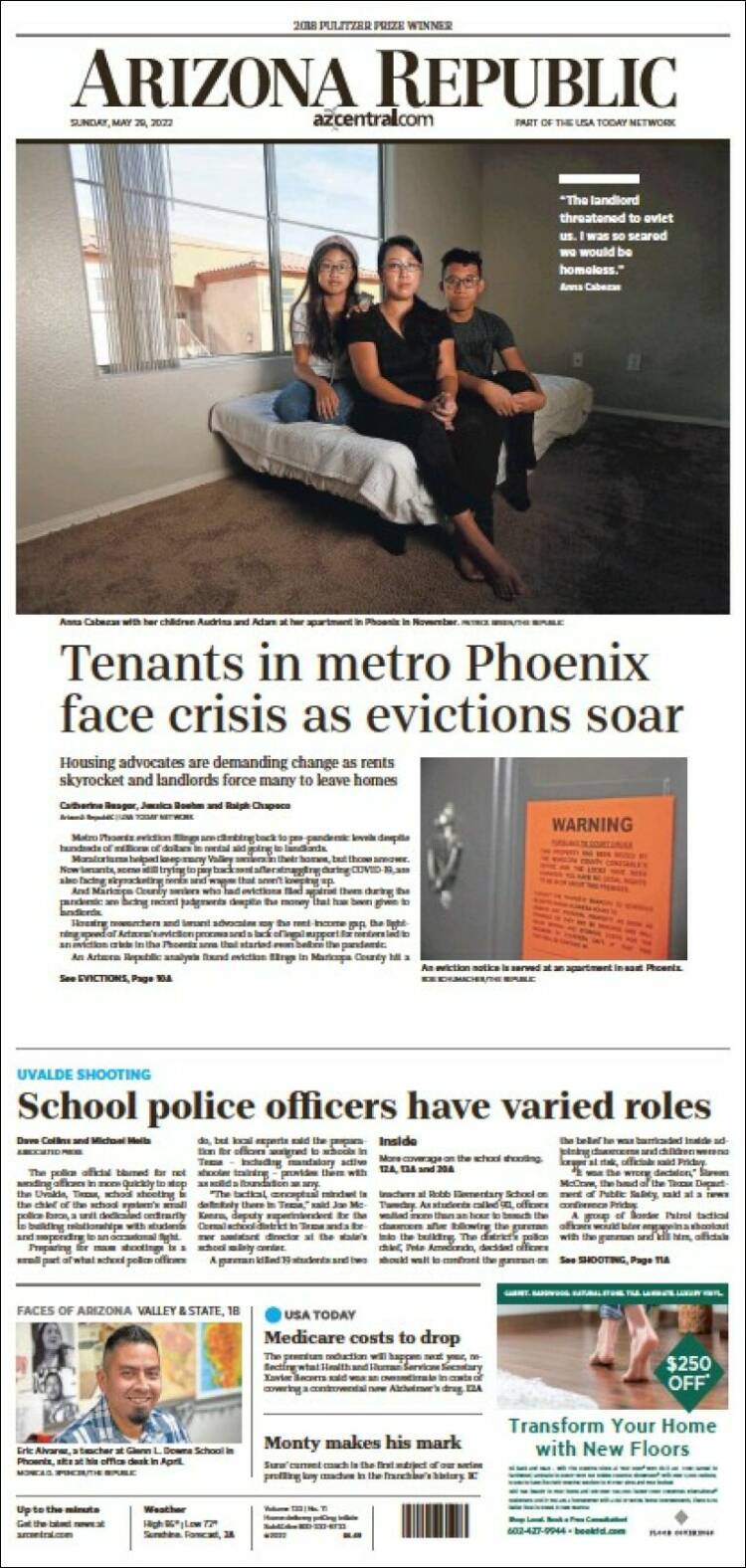 Portada de Arizona Republic News (USA)