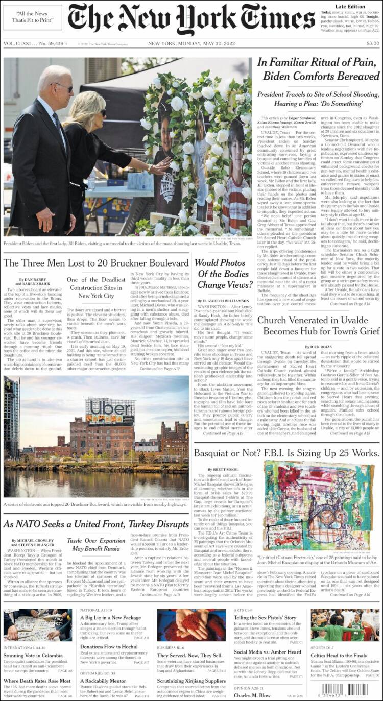 Portada de New York Times (USA)