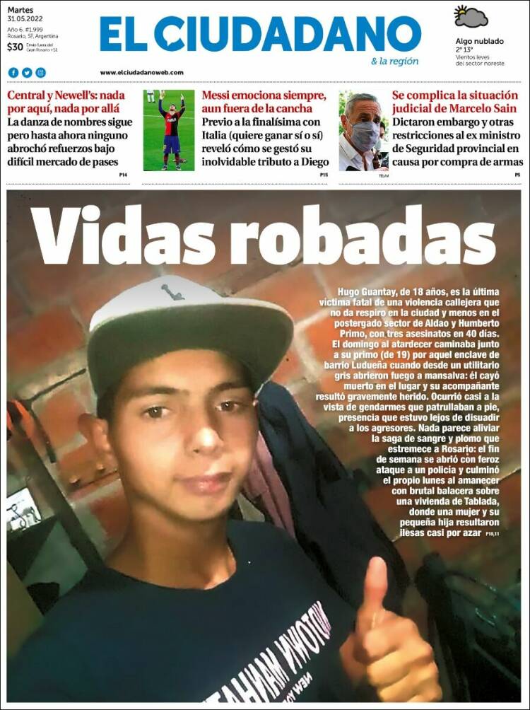 Portada de Diario El Ciudadano (Argentina)