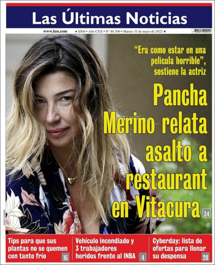 Portada de Las Últimas Noticias (Chile)