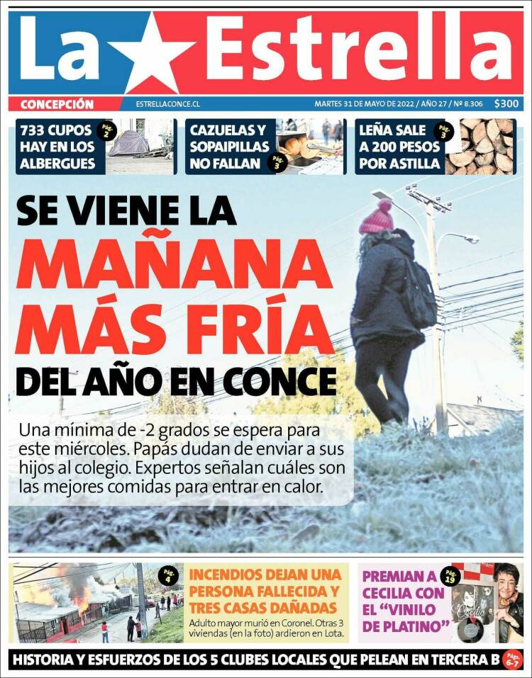 Portada de La Estrella de Concepción (Chile)