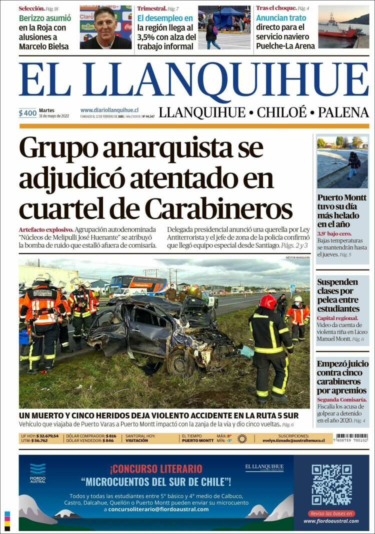 Portada de El Llanquihue (Chile)