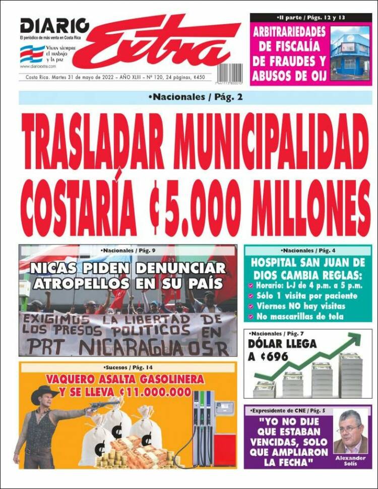 Portada de Diario Extra (Costa Rica)