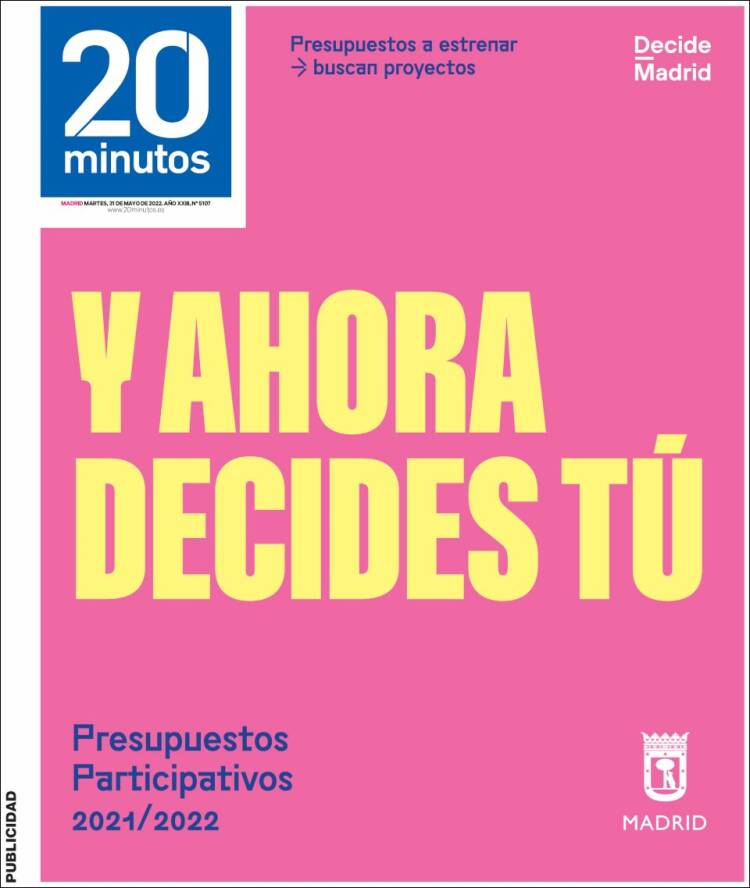 Portada de 20 Minutos - Madrid (España)