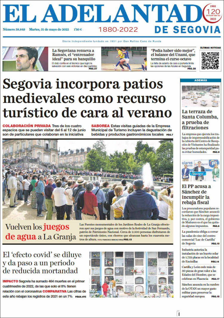 Portada de El Adelantado de Segovia (España)