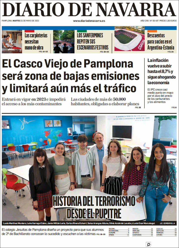 Portada de Diario de Navarra (España)