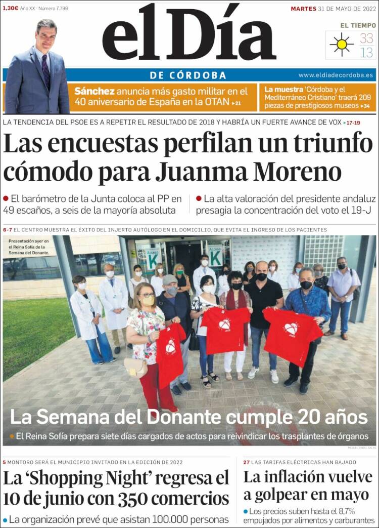 Portada de El Día de Córdoba (España)