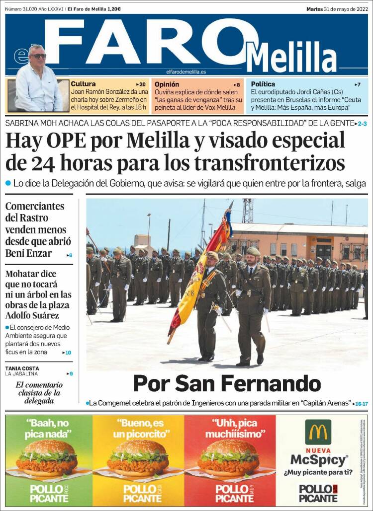 Portada de El Faro de Melilla (España)