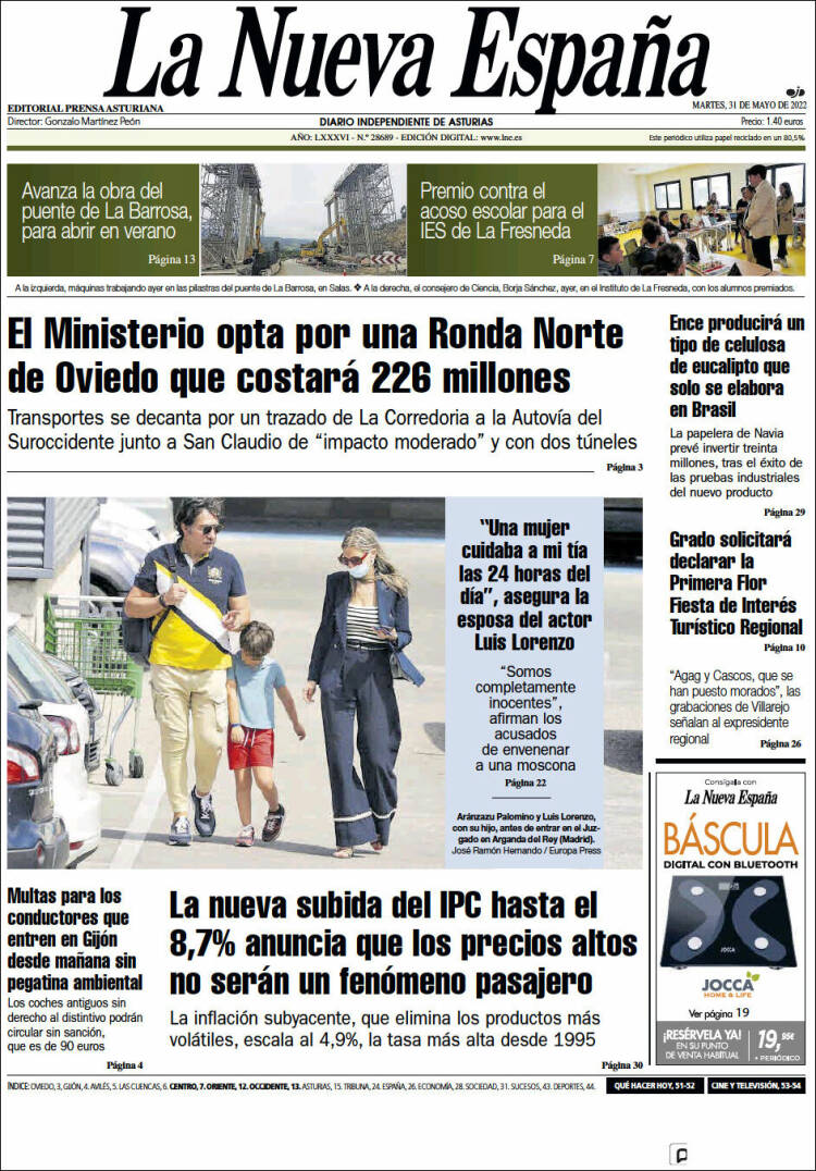 Portada de La Nueva España (España)