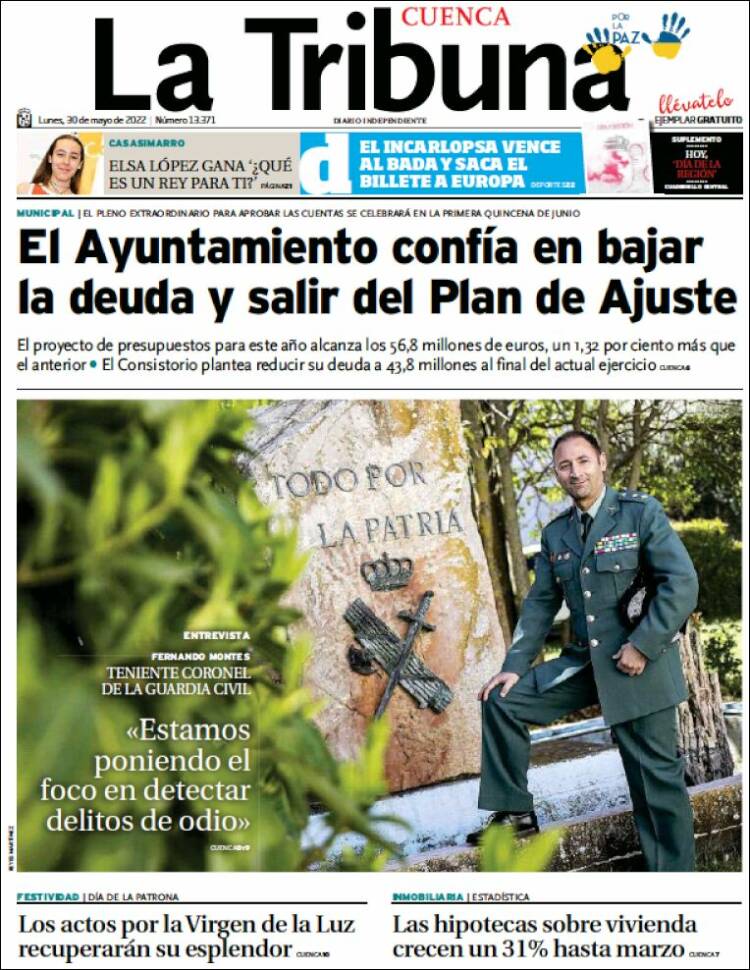 Portada de La Tribuna de Cuenca (España)