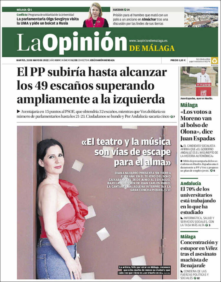 Portada de La Opinión de Málaga (España)