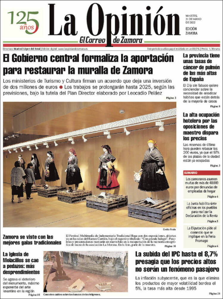 Portada de La Opinión - El Correo de Zamora (España)