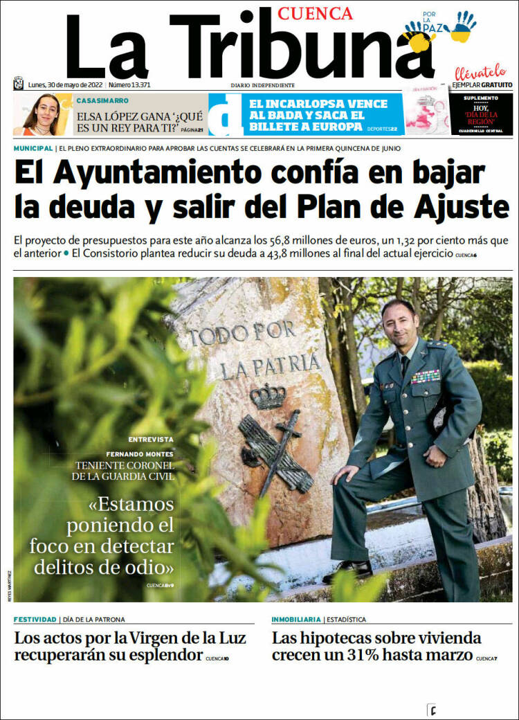 Portada de La Tribuna de Cuenca (España)