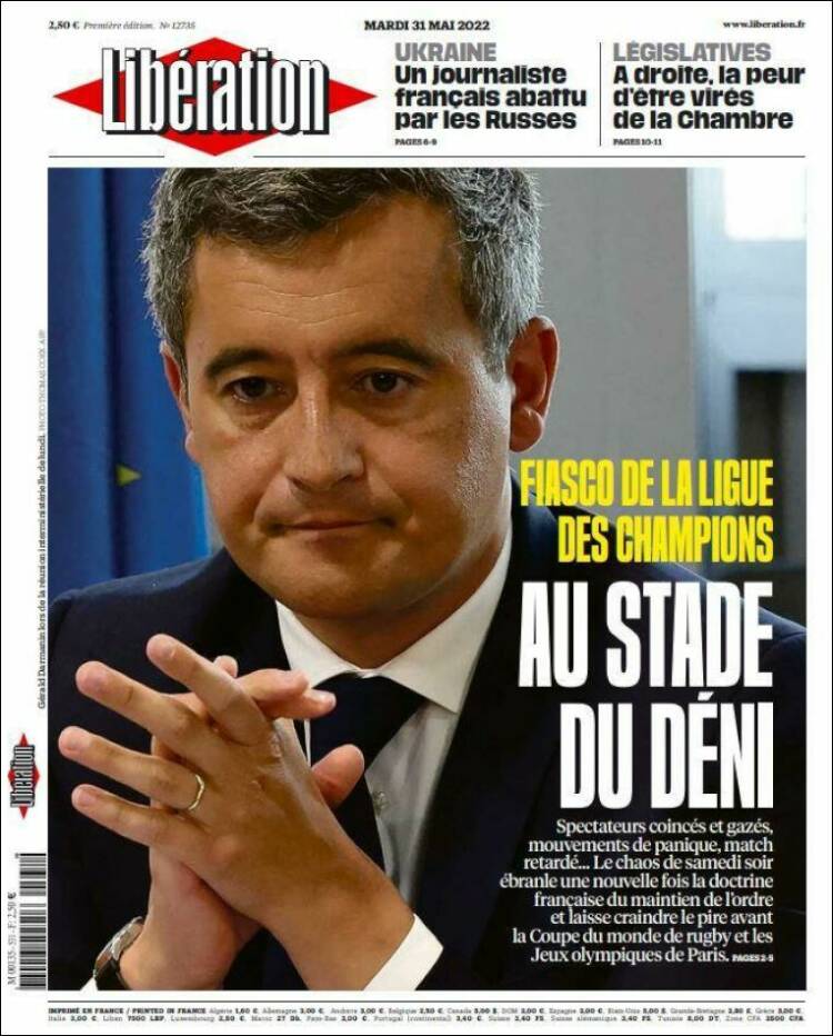 Portada de Libération (Francia)