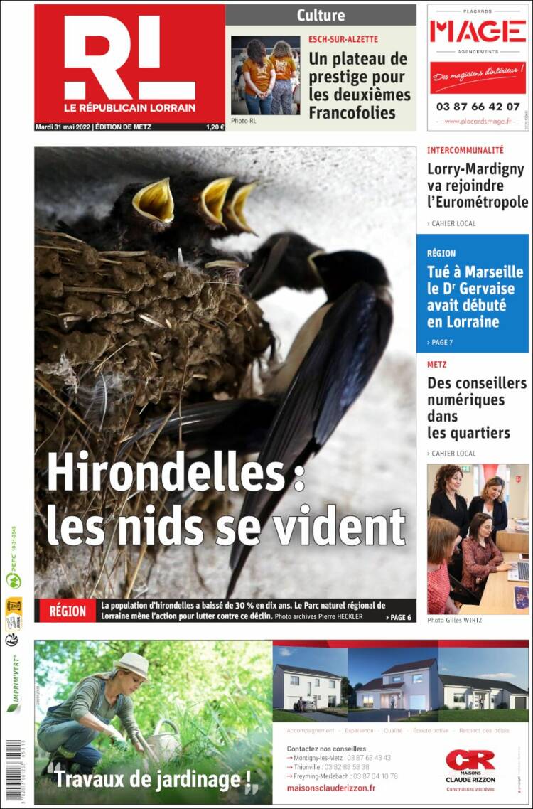 Portada de Le Republicain Lorrain (Francia)