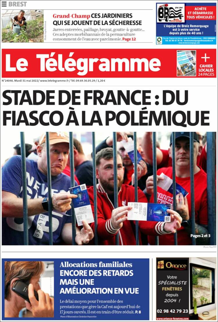 Portada de Télégramme (Francia)