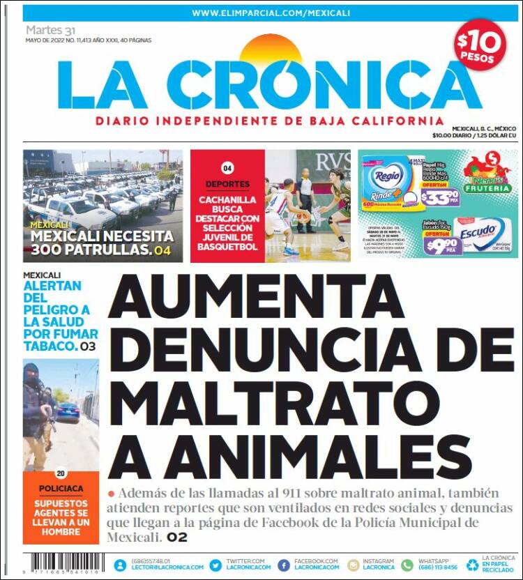 Portada de La Crónica de Baja California (México)