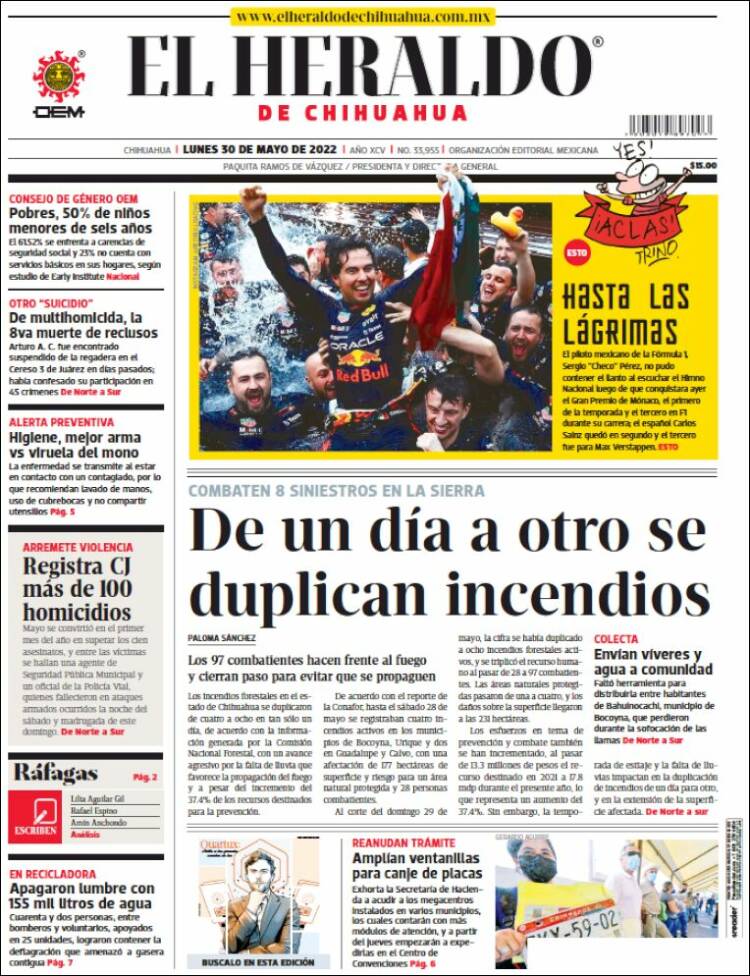 Portada de El Heraldo de Chihuahua (México)