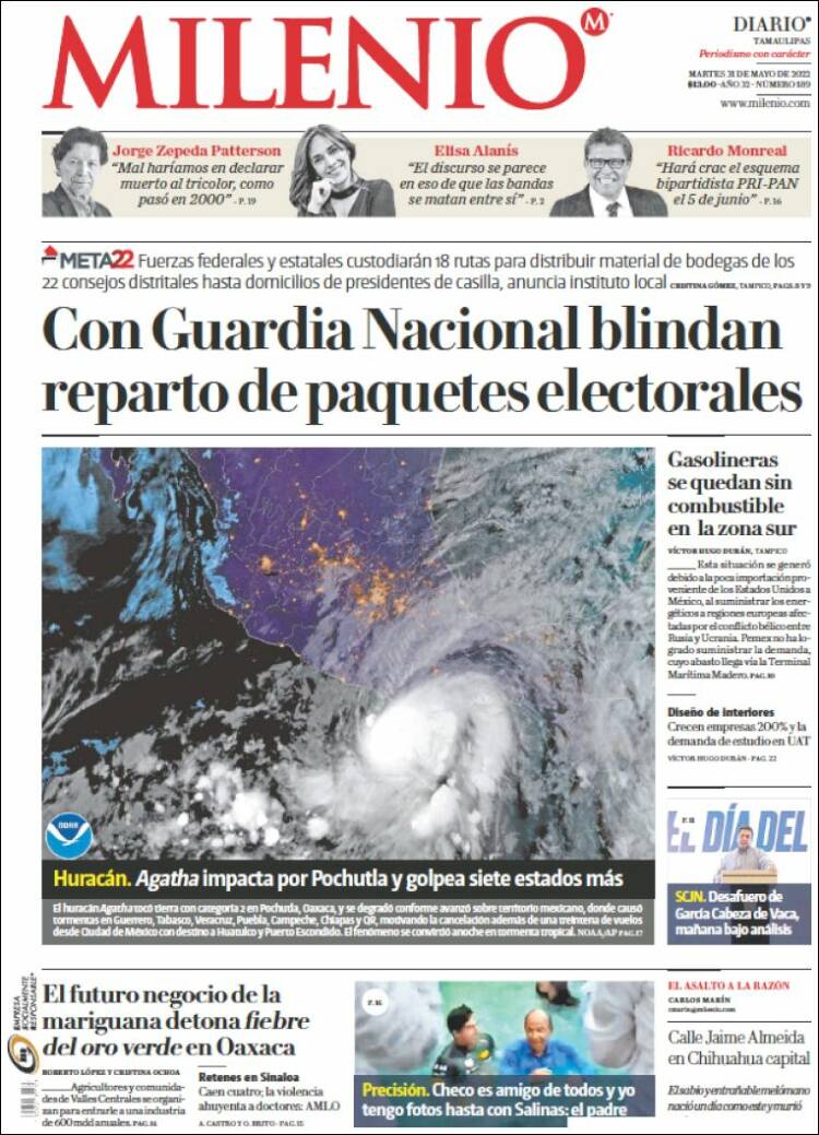 Portada de Milenio - Tamaulipas (México)