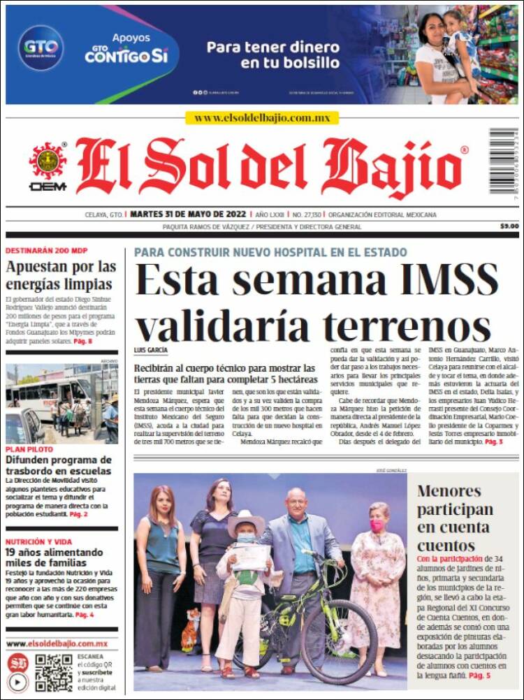 Portada de El Sol del Bajio (México)
