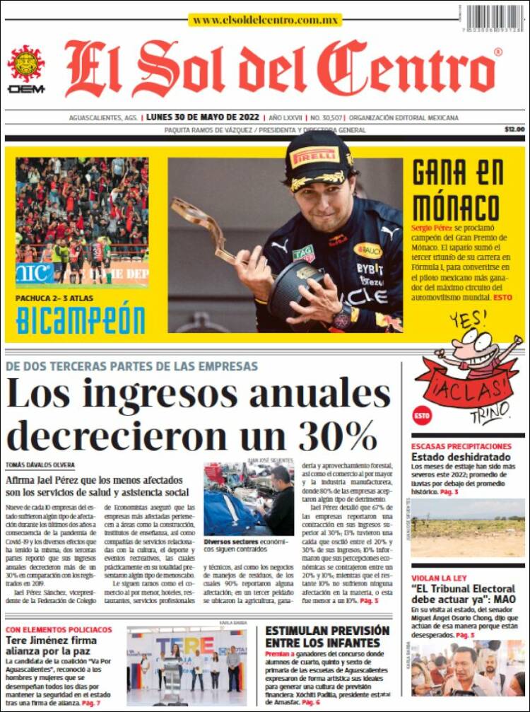Portada de El Sol del Centro (México)