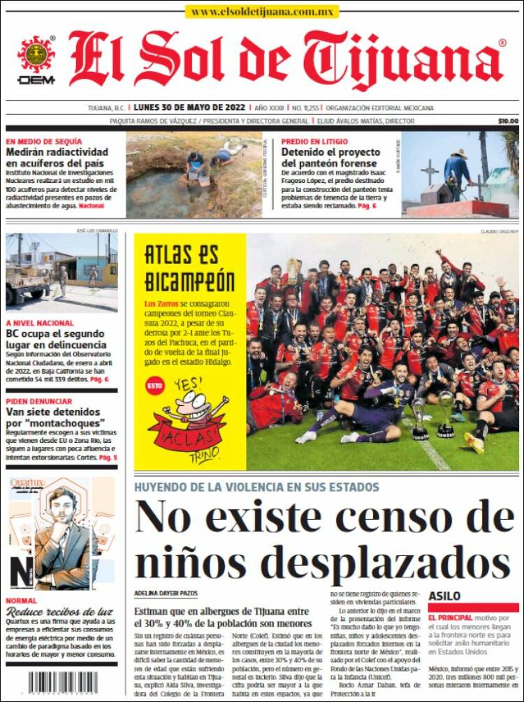 Portada de El Sol de Tijuana (México)