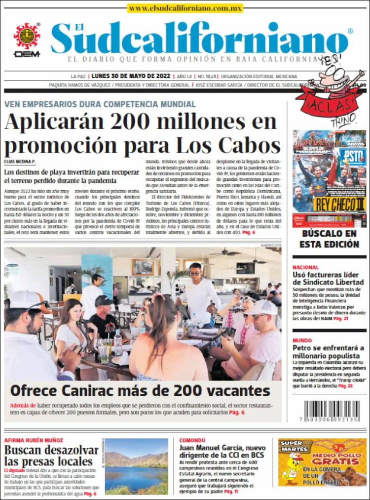 Portada de El Sudcaliforniano (México)