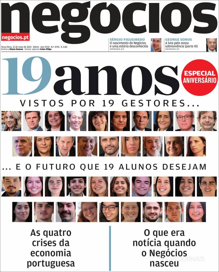 Portada de Jornal de Negócios (Portugal)