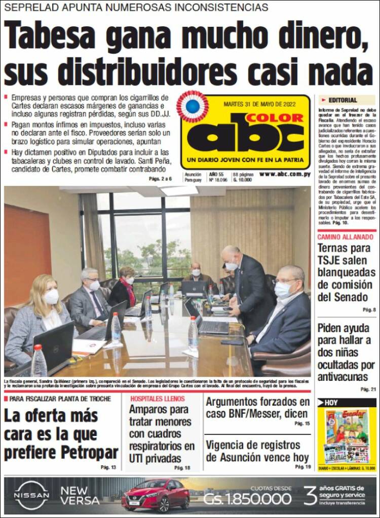 Portada de ABC Color (Paraguay)