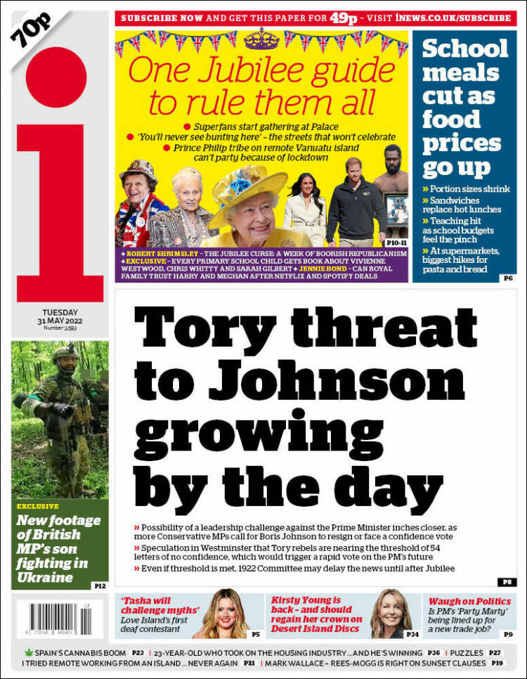 Portada de The i (Reino Unido)