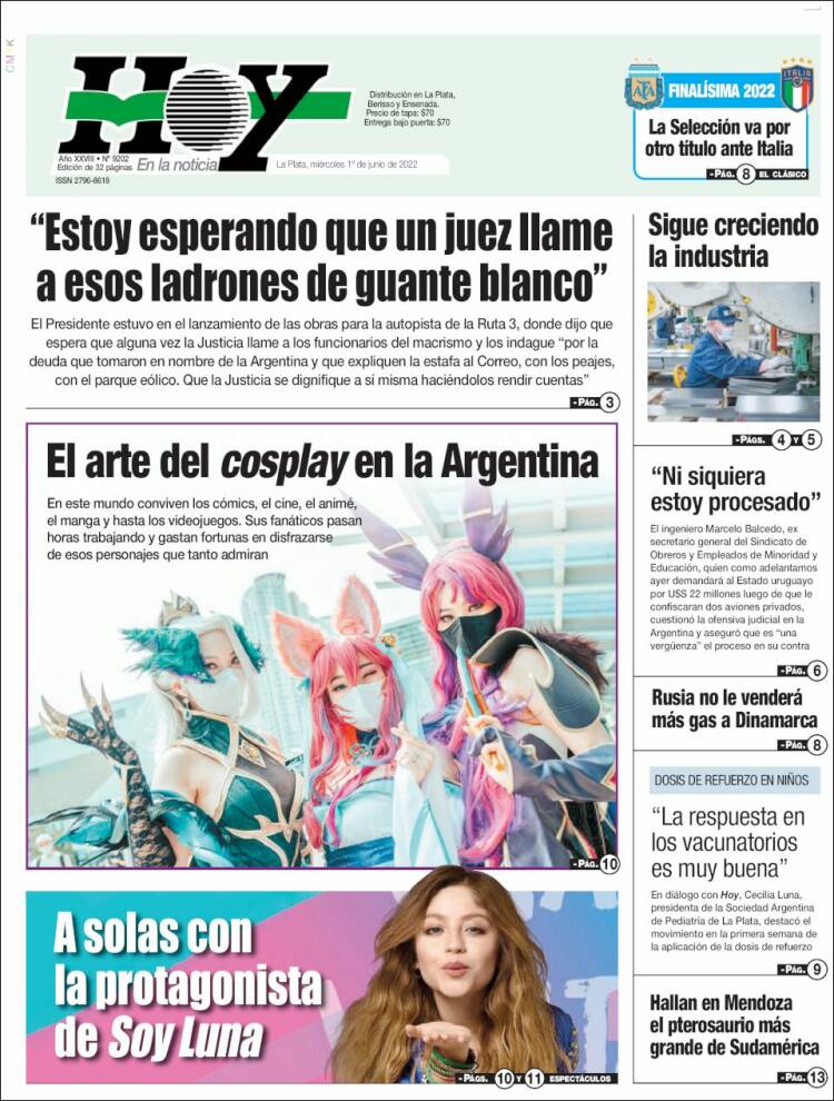 Portada de Diario Hoy (Argentina)