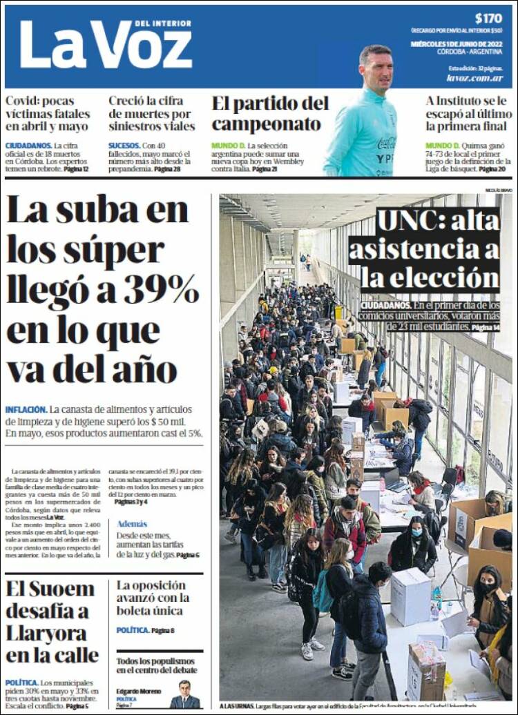Portada de La Voz del Interior (Argentina)