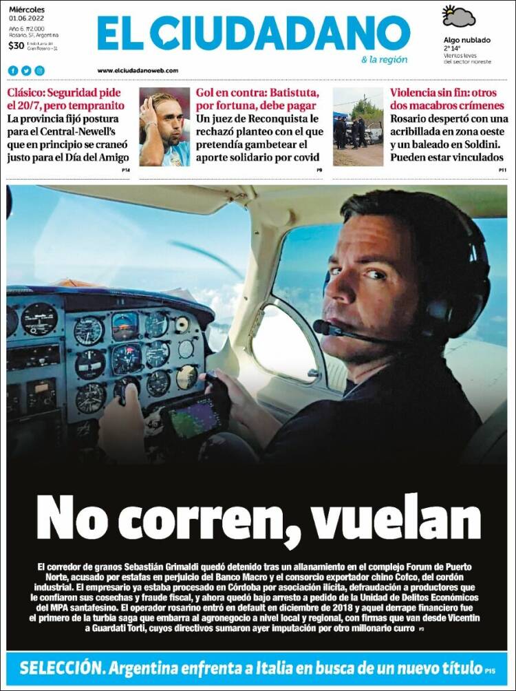 Portada de Diario El Ciudadano (Argentina)