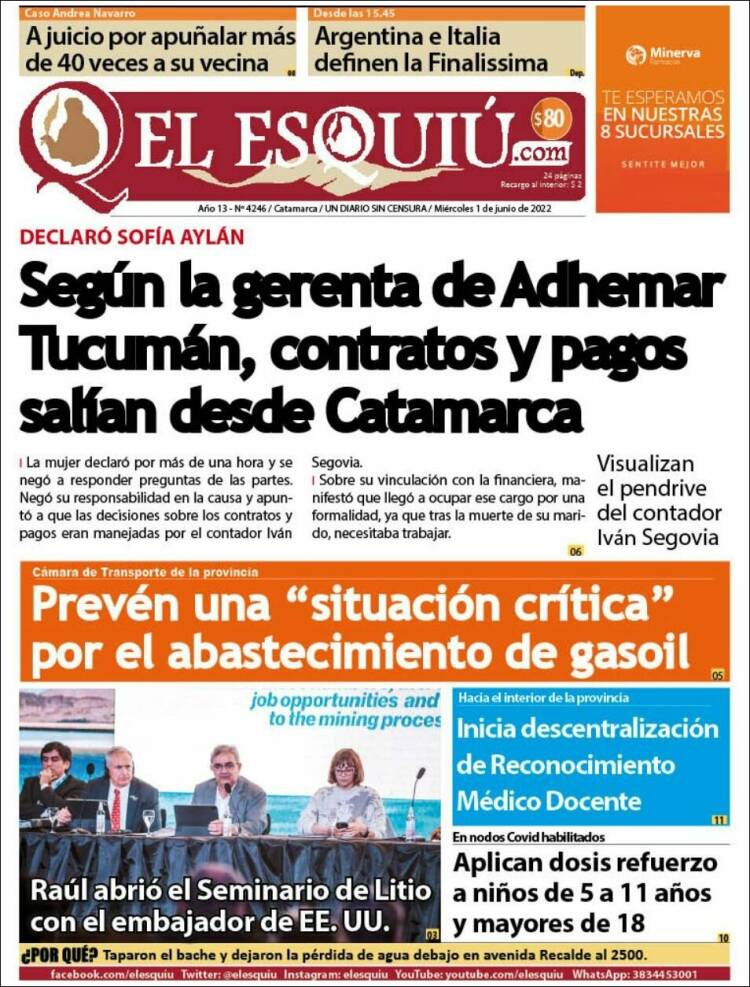 Portada de El Esquiu (Argentina)