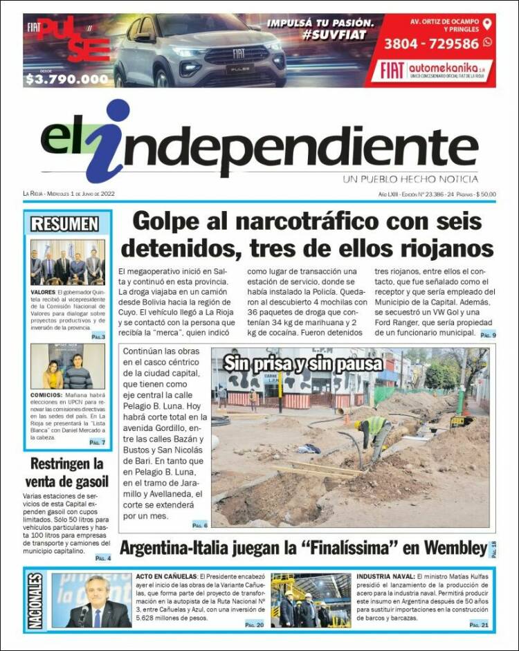 Portada de El Independiente (Argentina)
