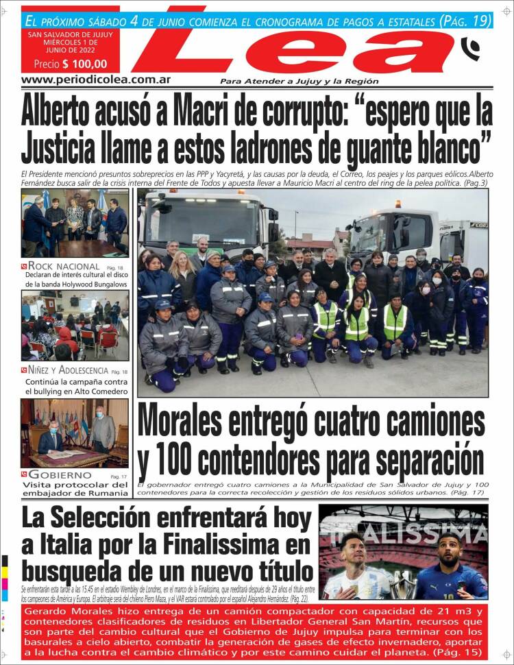 Portada de Periódico Lea (Argentina)